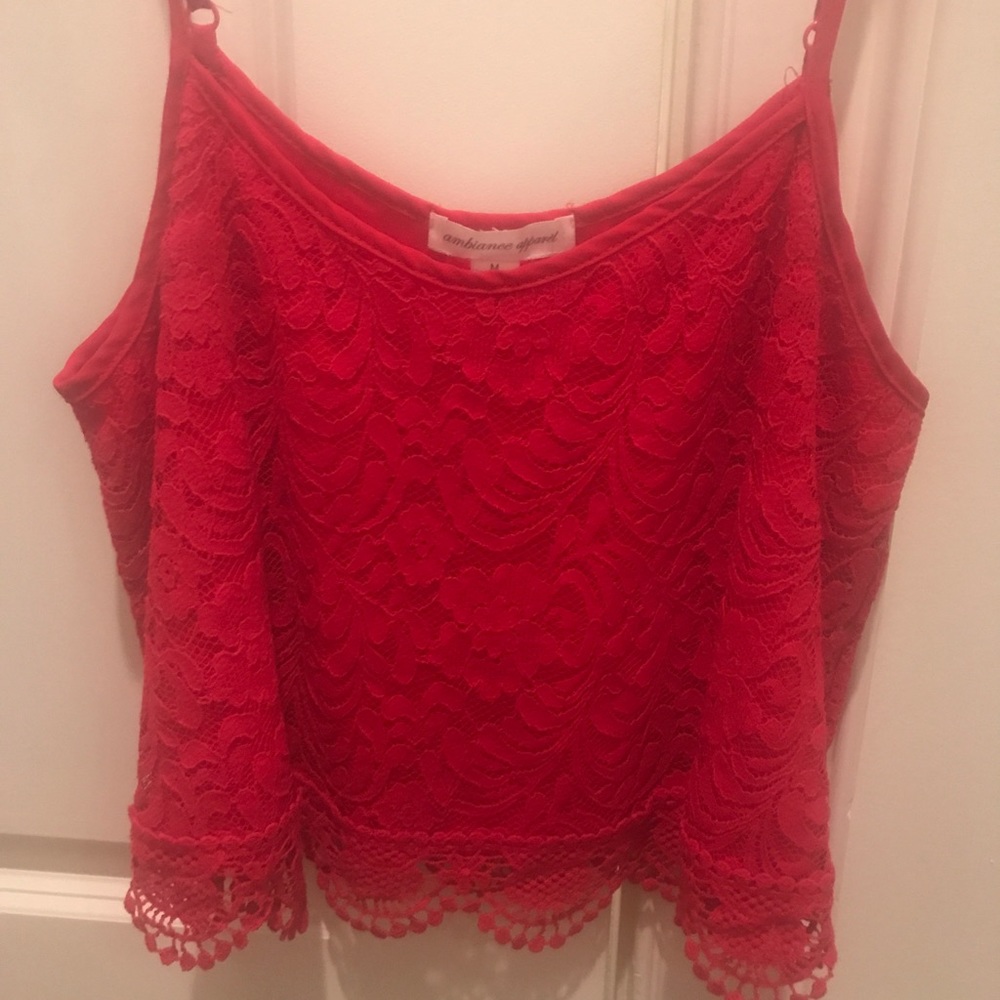 Red Lace Crop Top